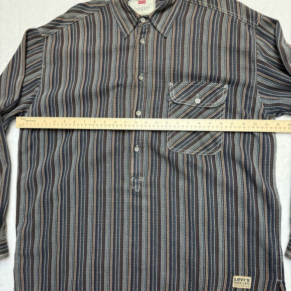 Vintage 90s Levi's Shirt Mens L Striped Twill Western Button Up Long Sleeve - Picture 8 of 9